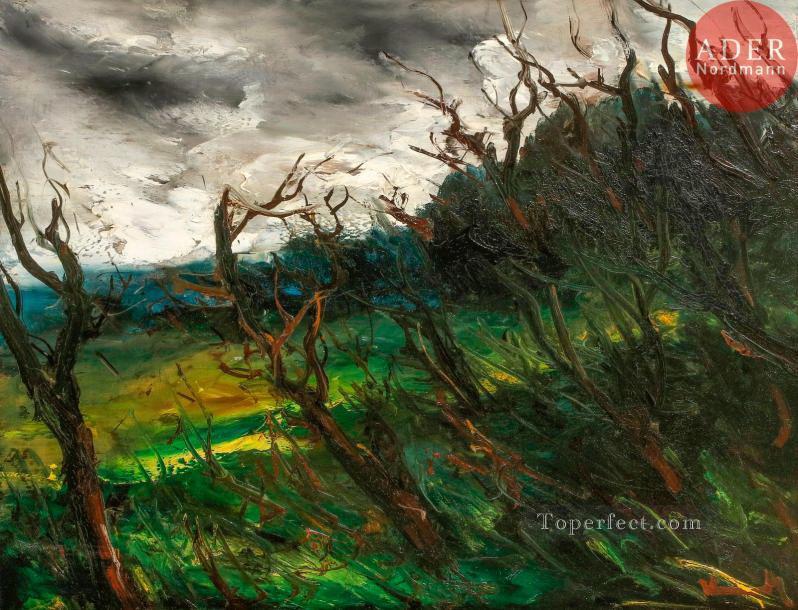 嵐の風景モーリス・ド・ヴラマンクの森の木々油絵
